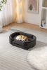 Scandinavian style Elevated Dog Bed Pet Sofa With Solid Wood legs and Black Bent Wood Back, Cashmere Cushion,Mid Size