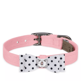 Susan Lanci Designs Black & White Polka Dot Big Bow Collar (Color: Puppy Pink/Black & White Polka Dot, size: XS)