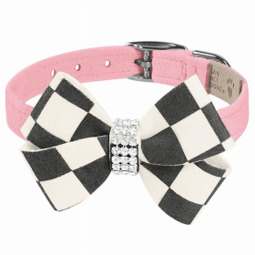 Susan Lanci Designs Windsor Check Nouveau Bow Collar (Color: Puppy Pink, size: XL)