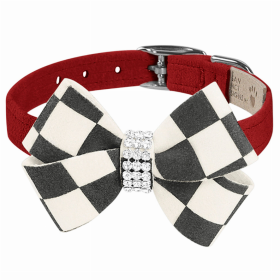 Susan Lanci Designs Windsor Check Nouveau Bow Collar (Color: Red, size: small)