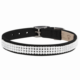 Susan Lanci Designs 3 Row Giltmore Crystals Collar (Color: Black, size: TC)