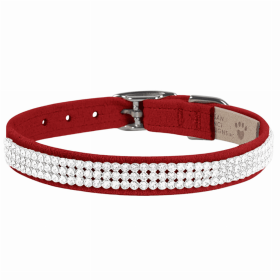 Susan Lanci Designs 3 Row Giltmore Crystals Collar (Color: Red, size: XS)