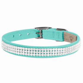 Susan Lanci Designs 3 Row Giltmore Crystals Collar (Color: Tiffi Blue, size: XS)