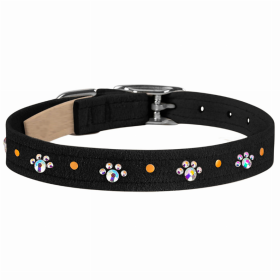 Susan Lanci Designs Crystal Paws Collar (Color: Black, size: XXS)