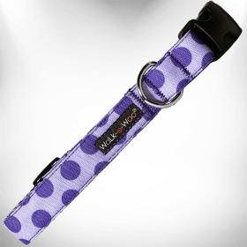 Polka Dot Dog - Monotone Collars (Color: Purple, size: L 1" width fits 14-25" neck)