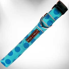 Polka Dot Dog - Monotone Collars (Color: Turquoise, size: L 1" width fits 14-25" neck)