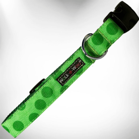 Polka Dot Dog - Monotone Collars (Color: Green, size: XL 1.5" wide fits 18-28" neck)