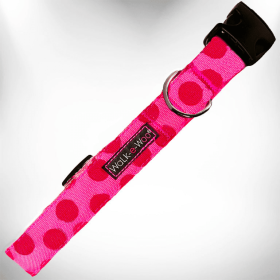 Polka Dot Dog - Monotone Collars (Color: Pink, size: XL 1.5" wide fits 18-28" neck)