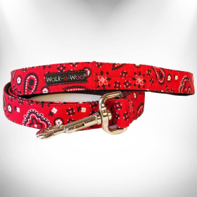 Bandana Dog Leads (Color: Red, size: REGULAR Lead 1" width- 5' length)