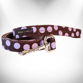 Polka Dot Dog Leads (Color: Purple Dot on Brown, size: THIN Lead 5/8" width- 5' length)