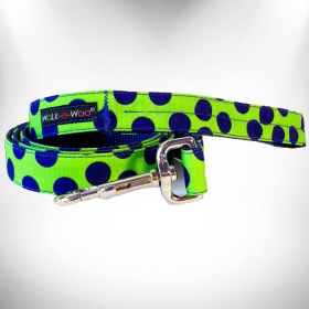 Polka Dot Dog - Neon Leads (Color: Blue Dot on Green, size: THIN Lead 5/8" width- 5' length)