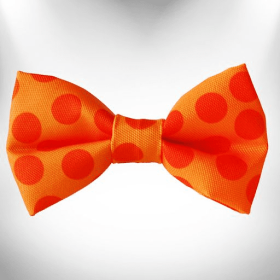 Polka Dot Dog - Monotone Bow Tie (Color: Orange)