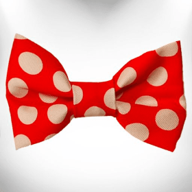 Polka Dot Dog - Tan Dots Bow Tie (Color: Tan Dots on Red)