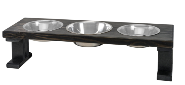 Farmhouse 3 Bowl Elevated Regular Feeder (Color: Black/Ebony, size: 8 Inch)