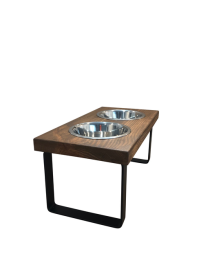 Metal dog bowl feeder (Color: grey, size: 10")