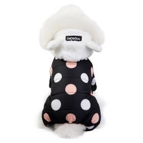 Warm big polka dot four-leg cotton coat (Color: Black)