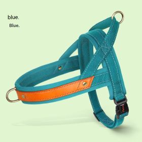 Dog's Straps Dog Breast Collar Hand Holding Rope Vest-style Jarre Aero Bull Dog Leash (Option: Peacock Blue Single Chest Back-S)