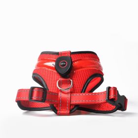 Pet Supplies LED Luminous Dog Chest Strap Rechargeable Mesh Luminous Harness (Option: Red-S)