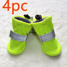 Pet Dog Breathable Wear-resistant And Non-slip Soft Sole Shoes (Option: Fluorescent Green-No1)